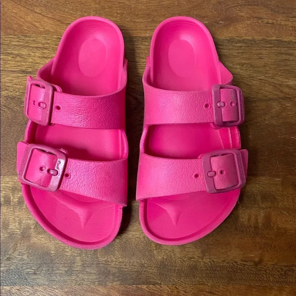 Birkenstock Kids Hot Pink Double Buckle Slides